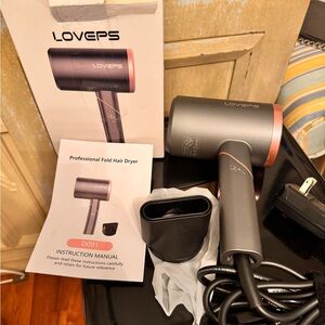 LOVEPS Hair Dryer with Attachment Gray/Pink
